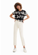 Polera Desigual Texto Manifiesto Negro - Calce Regular