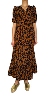 Vestido Wrap Café Estampado