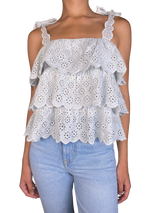 Top Broderie Celeste