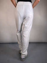 Pantalón de Vestir Blanco Botones Dorado