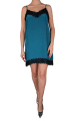 Vestido Mini Verde Encaje Seda