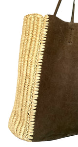 Cartera Cuero Y Rafia