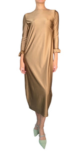 Vestido Elasticado Midi Bronce