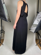 Vestido Maxi Negro Mostacillas