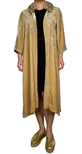 Kimono Terciopelo Seda Cuello de Piel PLUS SIZE