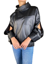 Blusa Oversize Cuero Negro