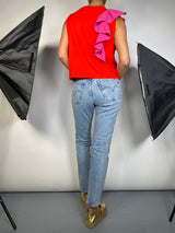 Polera Roja Vuelo Rosado