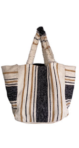 Bolso Tejido Beige de Rayas