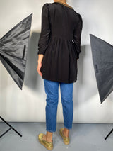 Blusa Negra Mostacillas Doradas