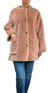 Abrigo Plateado Peludo Reversible