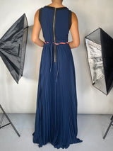 Vestido Maxi Azul Plisado