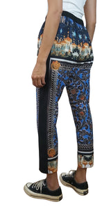 Pantalón Tela Azul Estampado