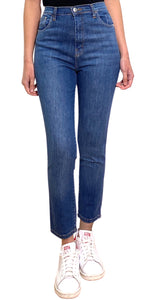 Jeans Mom Fit Tartan Azul