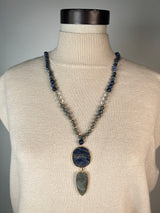 Collar Piedras Azul Y Gris