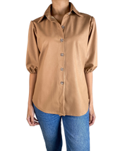 Blusa Efecto Cuero Café