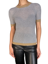 Polera Tejida Fibras Metalizadas