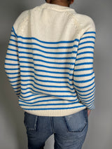 Sweater Blanco Lineas Celeste