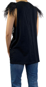 Polera Negra Plumas