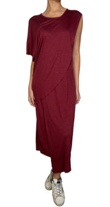 Vestido Asimétrico Burdeo PLUS SIZE