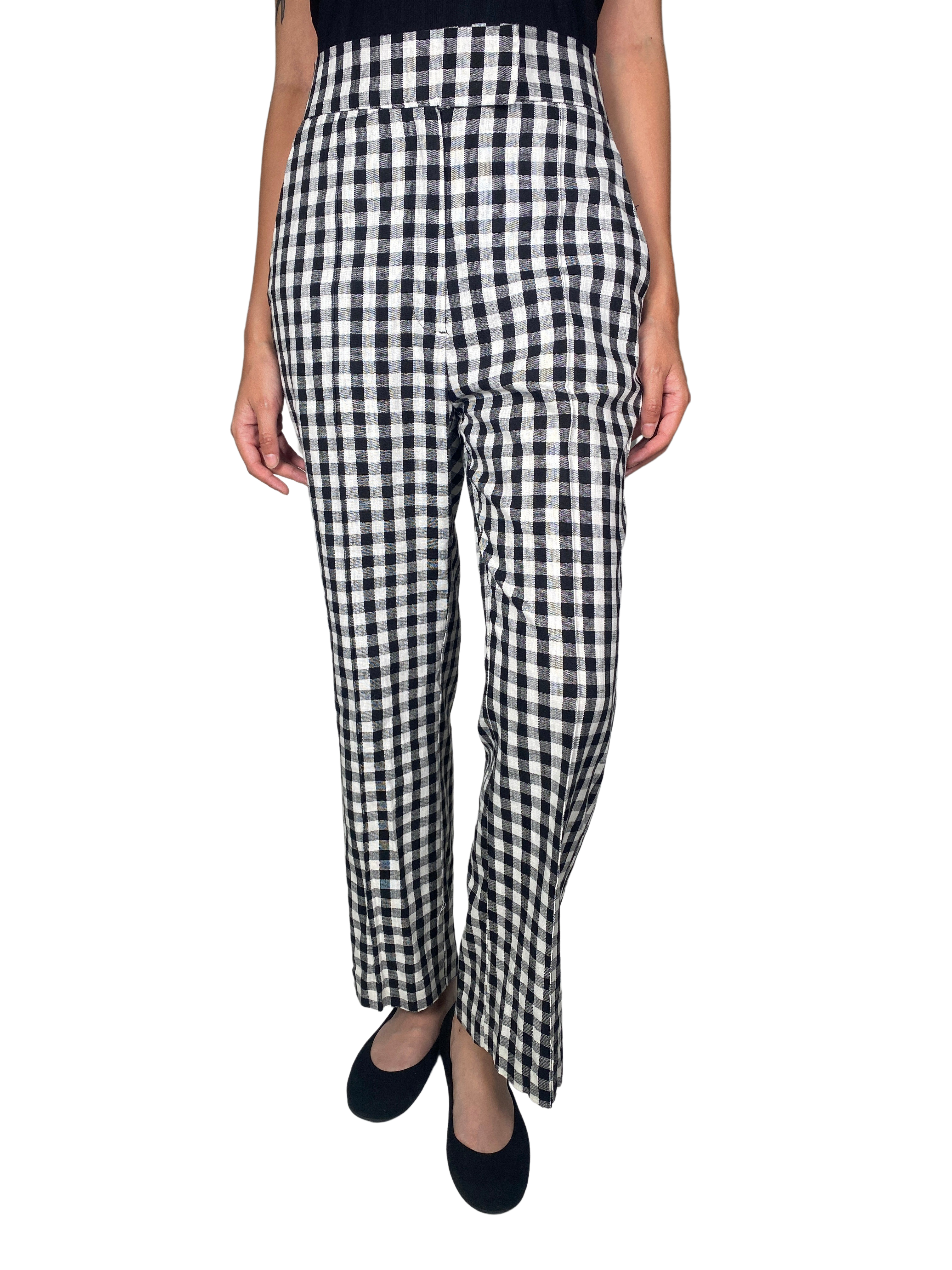 Pantalon cuadros blanco y negro mujer hot sale