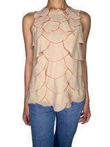 Blusa Beige Bordes Rosa