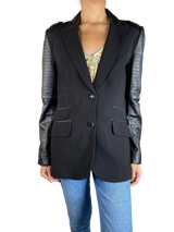 Blazer Con Mangas de Cuero Vegano