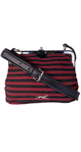 Cartera Rayas Burdeo Y Negro