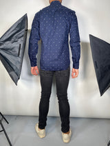 Camisa Azul Estampada