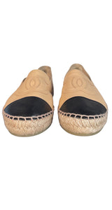 Alpargatas Cuero Beige Y Negro