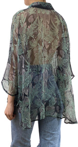 Blusa Traslucida Verde y Negro