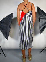 Vestido Midi Lino Rayas