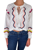 Blusa Blanca Bordados Multicolor
