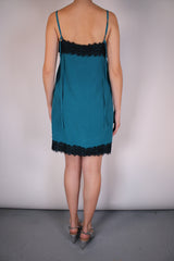 Vestido Mini Verde Encaje Seda