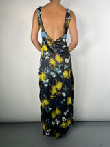 Vestido Flores Tajos Laterales