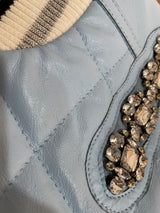 Bomber Cuero Celeste