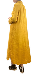 Vestido Camisero Lino Mostaza