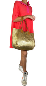 Cartera Reversible Dorada Y Café