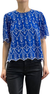 Blusa Azul Broderie