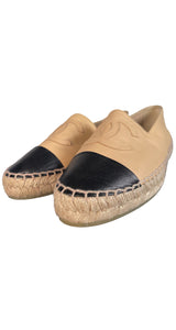 Alpargatas Cuero Beige Y Negro