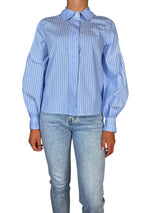 Blusa Azul Manga Larga Rayas