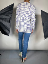 Sweater Blanco con Estampado Azul