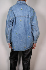 Chaqueta Denim Flores Bordadas