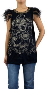 Polera Negra Plumas