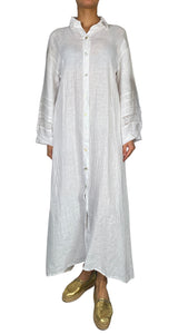 Vestido Camisero Lino Blanco