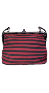 Cartera Rayas Burdeo Y Negro