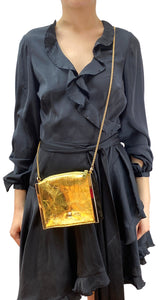 Cartera Piel de Cabra Dorada