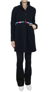 Abrigo Lana Negro Gemas Multicolor