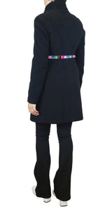 Abrigo Lana Negro Gemas Multicolor