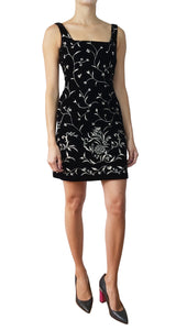 Vestido Velvet Negro Flores