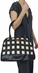 Cartera Checked Blanco y Negro